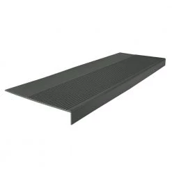 Light Duty Ribbed Design Black Brown 12-1/4 in. x 48 in. Rubber Square Nose Stair Tread by ROPPE