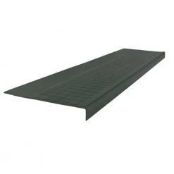 Low Profile Raised Circular Design Black Brown 12.5 in. x 48 in. Rubber Square Nose Stair Tread by ROPPE
