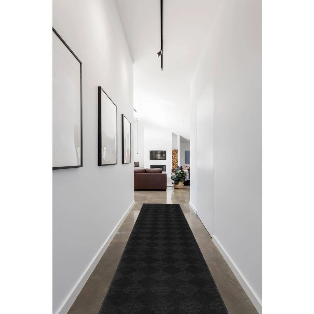 Diamond Black 3 ft. x 8 ft. Runner Rug by Garland Rug 7 Diamond Black 3 ft. x 8 ft. Runner Rug by Garland Rug - Image 5