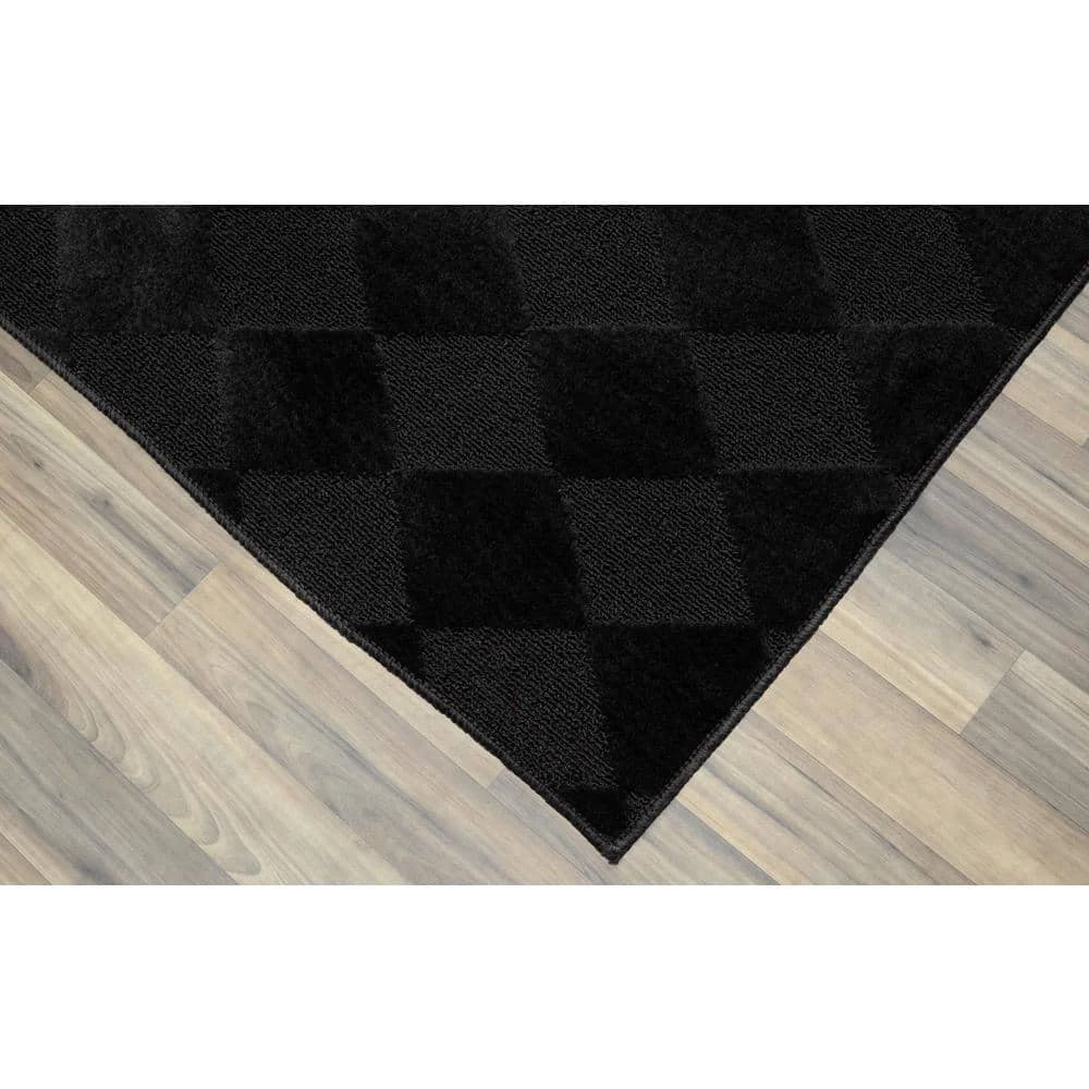Diamond Black 3 ft. x 8 ft. Runner Rug by Garland Rug 4 Diamond Black 3 ft. x 8 ft. Runner Rug by Garland Rug - Image 2