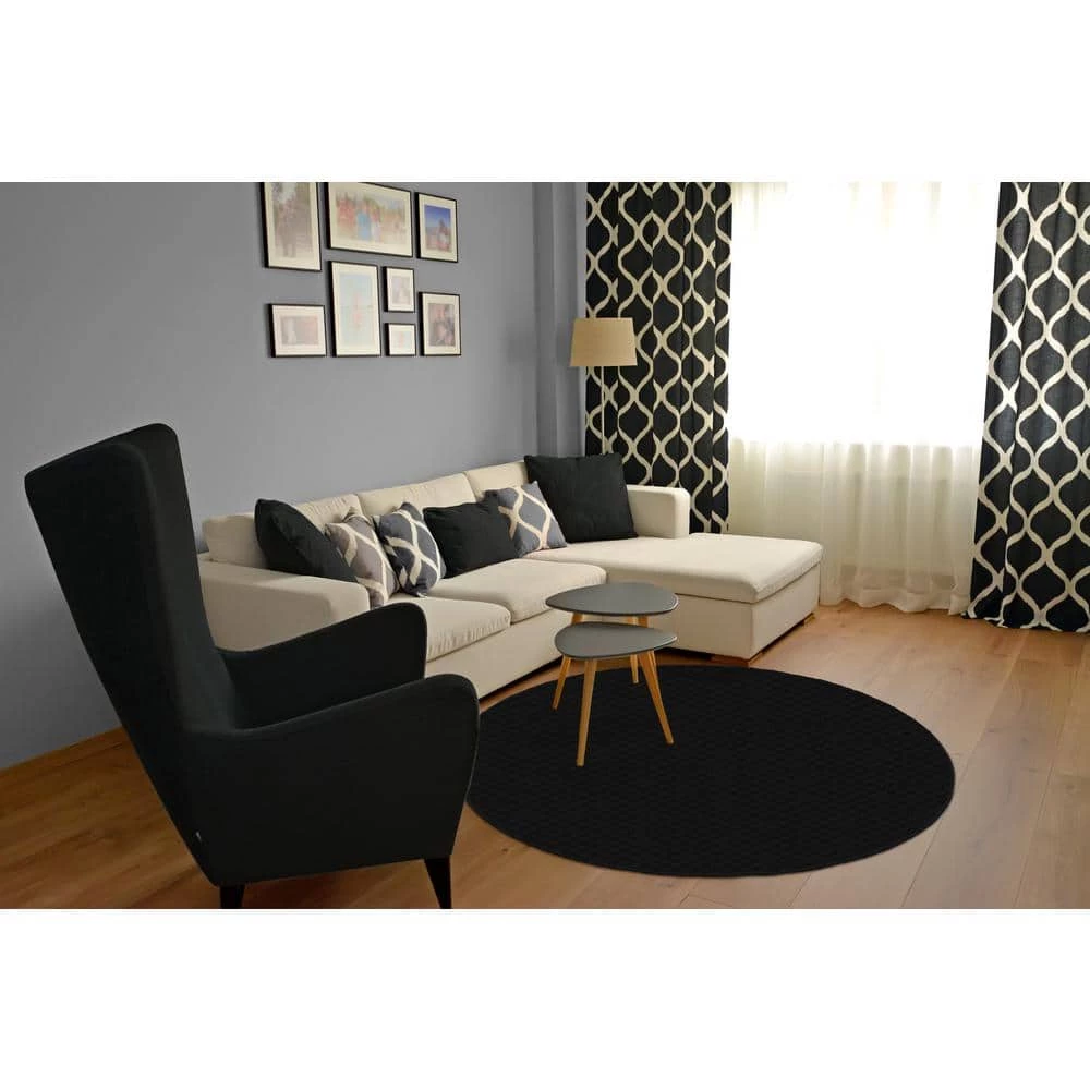 Medallion Black 5 Ft. Round Area Rug by Garland Rug 8 Medallion Black 5 Ft. Round Area Rug by Garland Rug - Image 6