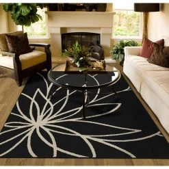 Grand Floral Black/Ivory 8 ft. x 10 ft. Area Rug by Garland Rug -ROPPE ONLINE STORE black ivory garland rug area rugs ll460a096120e1 31 1000