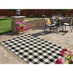 Country Living Black/Ivory 7 ft. x 10 ft. Buffalo Plaid Indoor/Outdoor Area Rug by Garland Rug -ROPPE ONLINE STORE black ivory garland rug outdoor rugs ll920m084120e1 31 1000