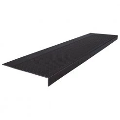 Heavy Duty Raised Diamond Design Black 12-1/4 in. x 42 in. Rubber Square Nose Stair Tread by ROPPE