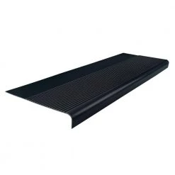 Light Duty Ribbed Design Black 12-1/4 in. x 42 in. Rubber Round Nose Stair Tread by ROPPE