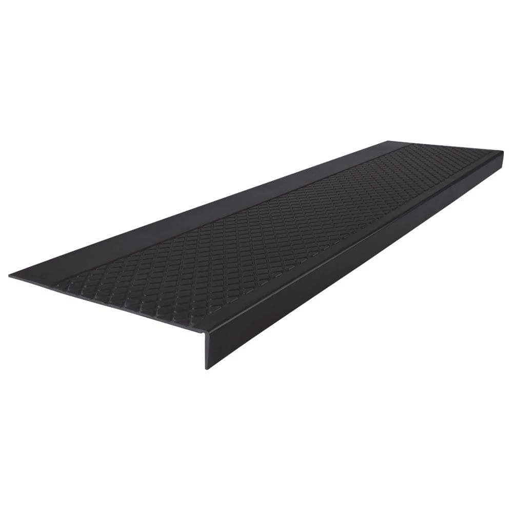 Diamond Profile Black 12 in. x 54 in. Square Nose Stair Tread Cover by ROPPE 3 Diamond Profile Black 12 in. x 54 in. Square Nose Stair Tread Cover by ROPPE