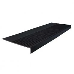 Ribbed Profile Black 12-1/4 in. x 60 in. Square Nose Stair Tread Cover by ROPPE
