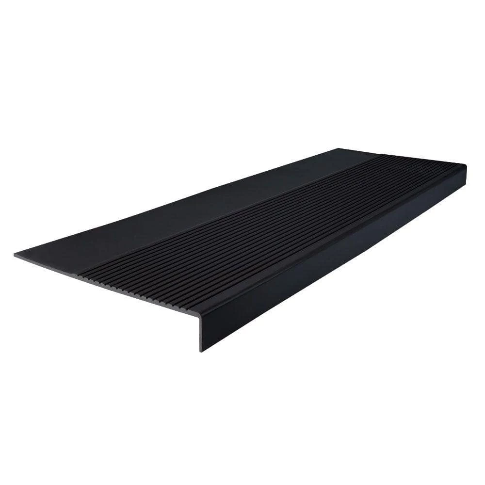 Ribbed Profile Black 12-1/4 in. x 60 in. Square Nose Stair Tread Cover by ROPPE 3 Ribbed Profile Black 12-1/4 in. x 60 in. Square Nose Stair Tread Cover by ROPPE