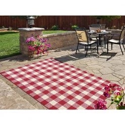 Country Living Chili/Ivory 5 ft. x 7 ft. Buffalo Plaid Indoor/Outdoor Area Rug by Garland Rug -ROPPE ONLINE STORE chili ivory garland rug outdoor rugs ll920m060084m6 31 1000