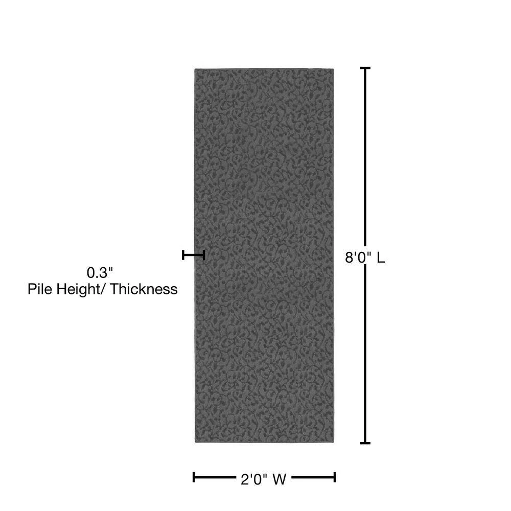 Ivy Cinder Gray 2 ft. x 8 ft. Floral Runner Rug by Garland Rug 8 Ivy Cinder Gray 2 ft. x 8 ft. Floral Runner Rug by Garland Rug - Image 6