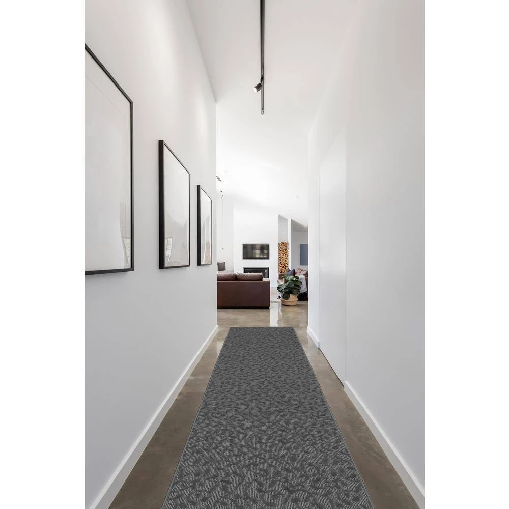 Ivy Cinder Gray 3 ft. x 12 ft. Floral Runner Rug by Garland Rug 9 Ivy Cinder Gray 3 ft. x 12 ft. Floral Runner Rug by Garland Rug - Image 7