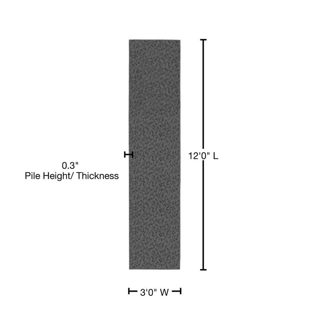 Ivy Cinder Gray 3 ft. x 12 ft. Floral Runner Rug by Garland Rug 8 Ivy Cinder Gray 3 ft. x 12 ft. Floral Runner Rug by Garland Rug - Image 6