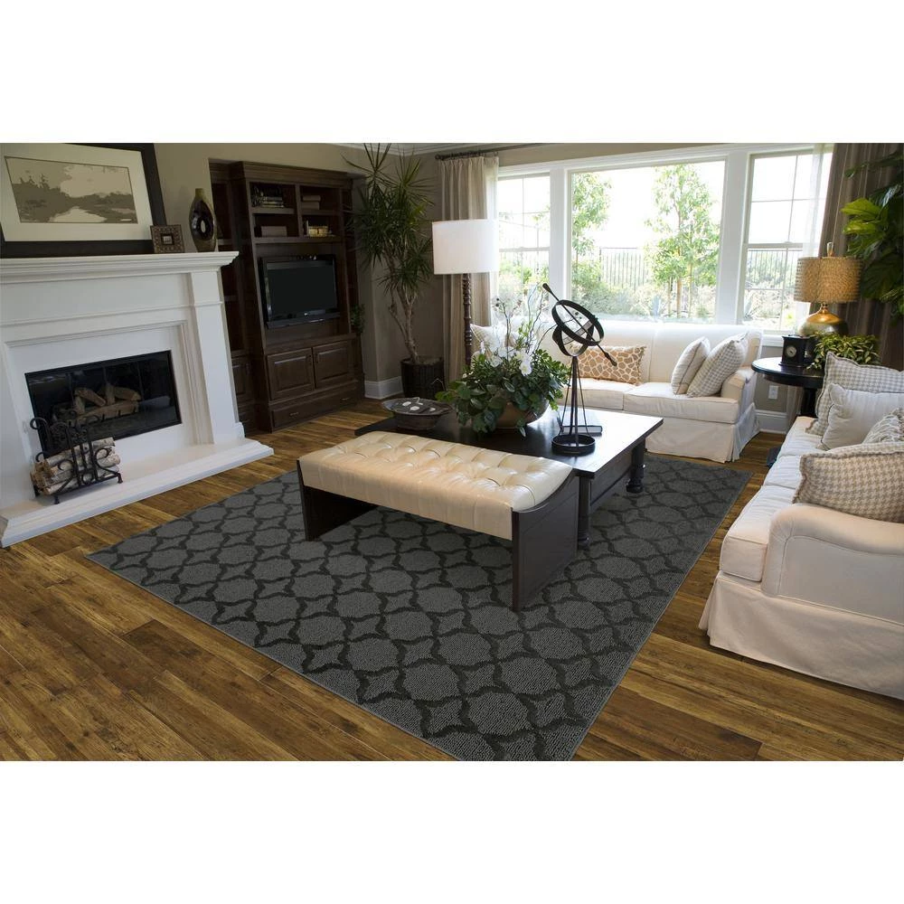 Sparta Cinder Gray 6 ft. x 9 ft. Trellis Polypropylene Area Rug by Garland Rug 7 Sparta Cinder Gray 6 ft. x 9 ft. Trellis Polypropylene Area Rug by Garland Rug - Image 5