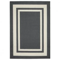 Borderline Cinder Gray/Ivory 5 ft. x 7 ft. Indoor/Outdoor Area Rug by Garland Rug