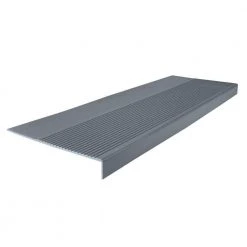 Light Duty Ribbed Design Dark Gray 12-1/4 in. x 48 in. Rubber Square Nose Stair Tread by ROPPE
