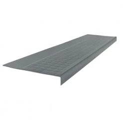 Low Profile Raised Circular Design Dark Gray 12.5 in. x 48 in. Rubber Square Nose Stair Tread by ROPPE