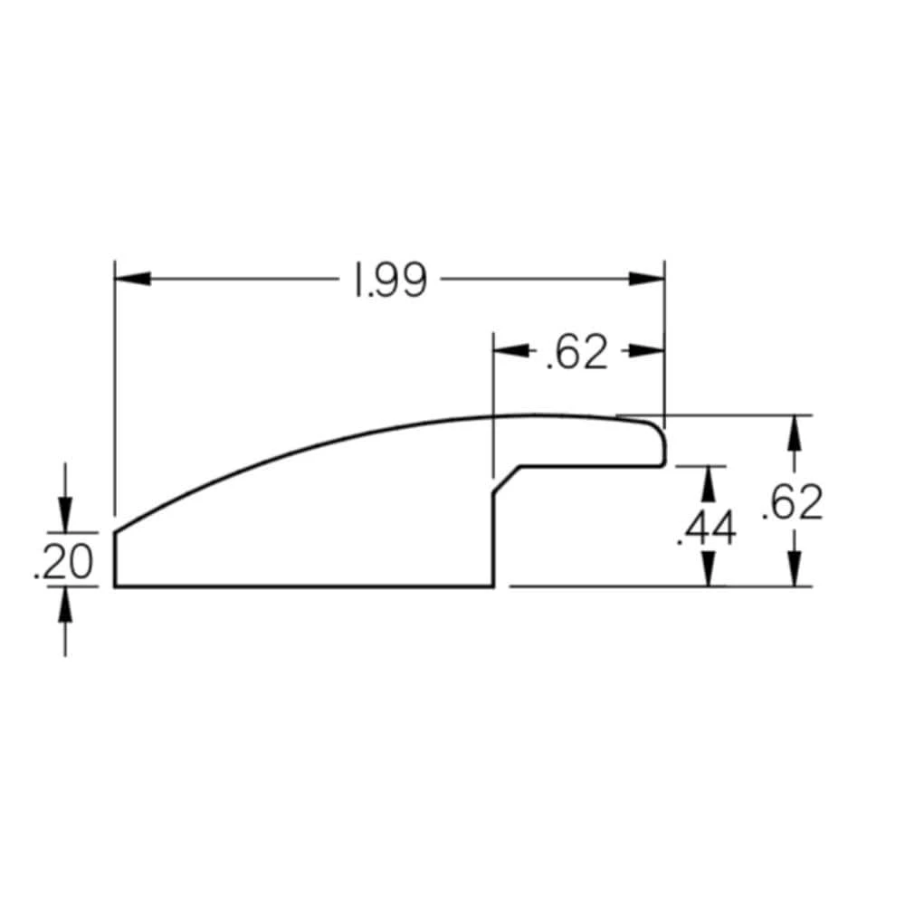 Griffon 0.38 in. Thick x 2 in. Wide x 78 in. Length Matte Overlap Wood Reducer by ROPPE 4 Griffon 0.38 in. Thick x 2 in. Wide x 78 in. Length Matte Overlap Wood Reducer by ROPPE - Image 2