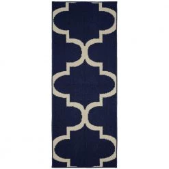 Large Quatrefoil Indigo/Ivory 2 ft. x 5 ft. Runner Rug by Garland Rug