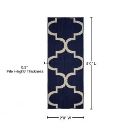 Large Quatrefoil Indigo/Ivory 2 ft. x 5 ft. Runner Rug by Garland Rug -ROPPE ONLINE STORE indigo ivory garland rug area rugs ll240w024060l5 76 1000