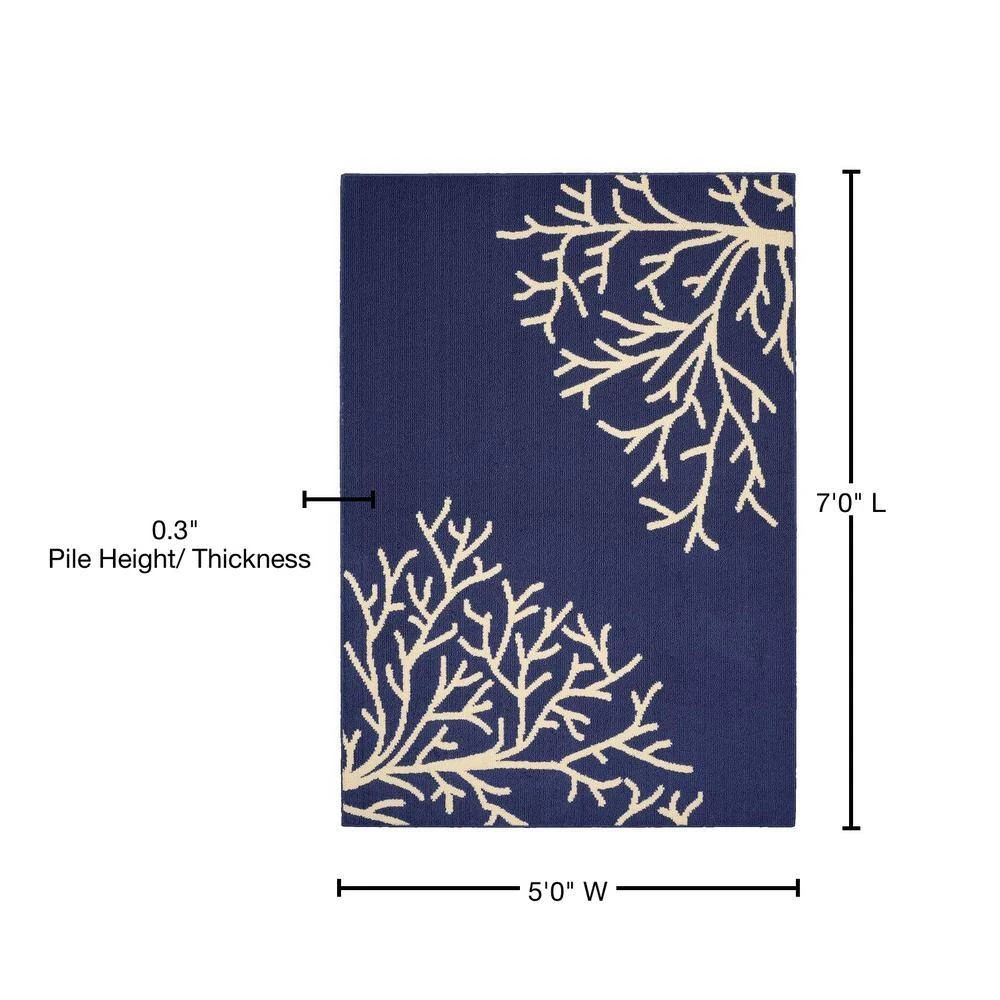 Sea Coral Indigo/Ivory 5 ft. x 7 ft. Area Rug by Garland Rug 8 Sea Coral Indigo/Ivory 5 ft. x 7 ft. Area Rug by Garland Rug - Image 6