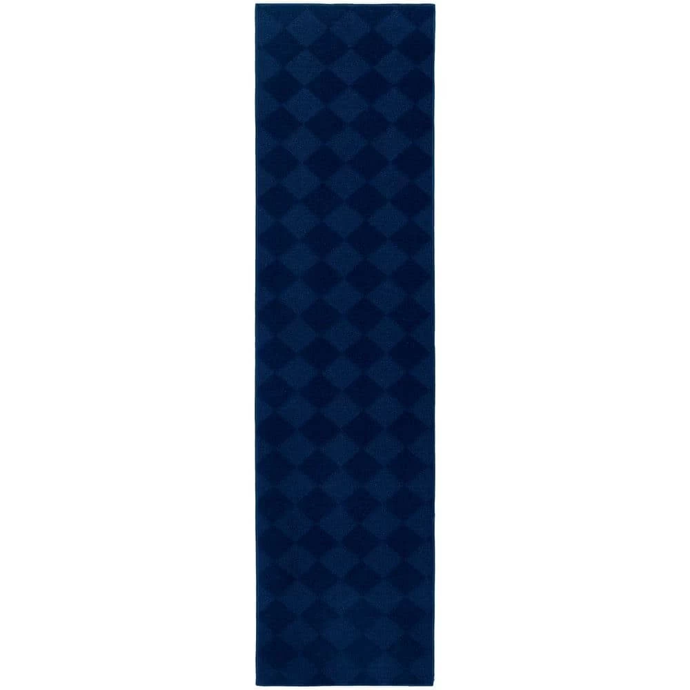 Diamond Navy 3 ft. x 8 ft. Runner Rug by Garland Rug 3 Diamond Navy 3 ft. x 8 ft. Runner Rug by Garland Rug