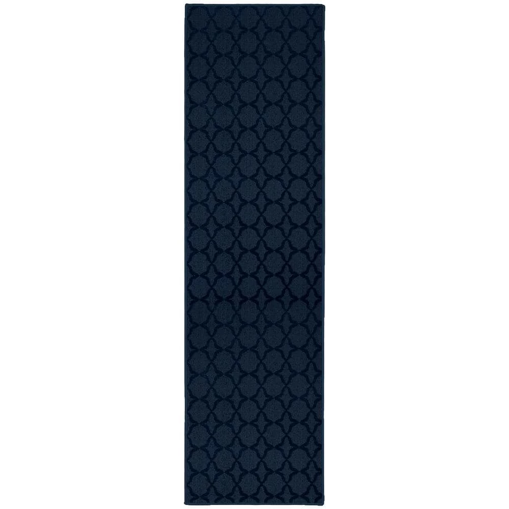Sparta 3 ft. x 12 ft. Navy Runner Rug by Garland Rug 3 Sparta 3 ft. x 12 ft. Navy Runner Rug by Garland Rug