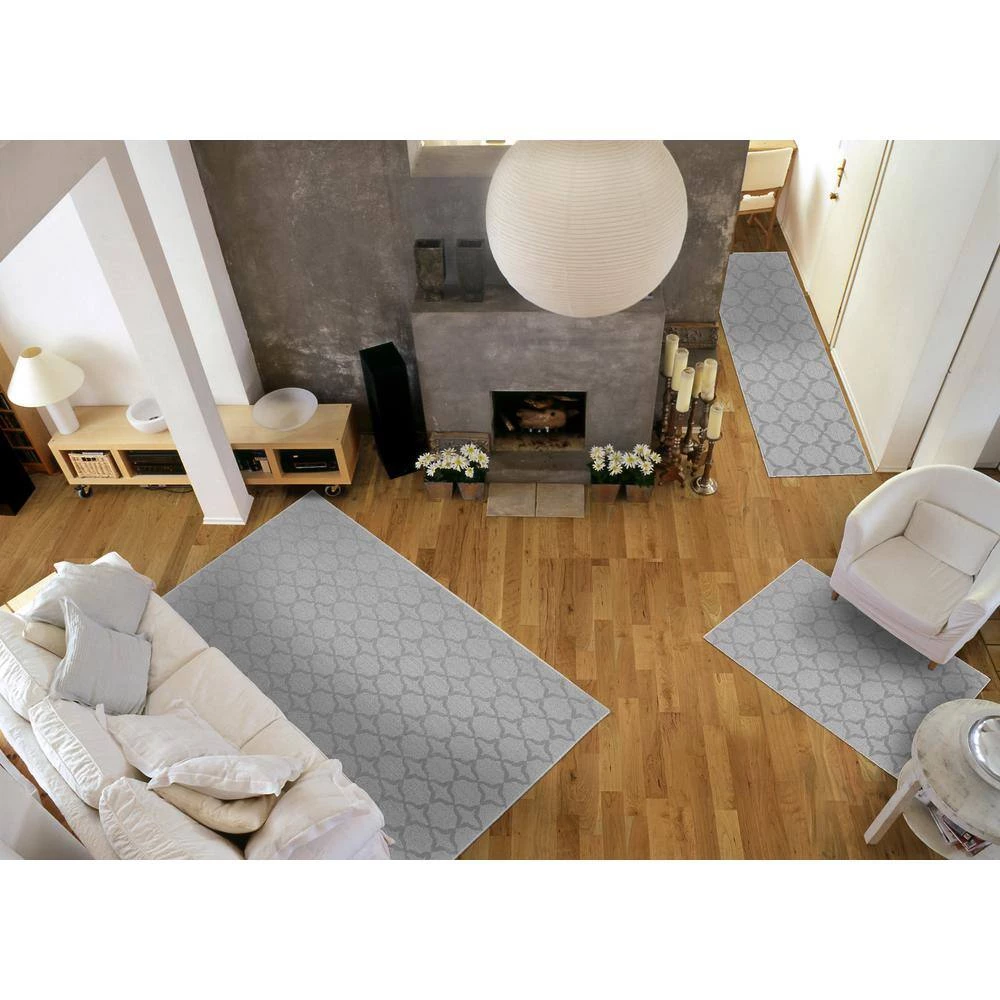Sparta Silver 5 ft. x 7 ft. 3-Piece Rug Set by Garland Rug 7 Sparta Silver 5 ft. x 7 ft. 3-Piece Rug Set by Garland Rug - Image 5