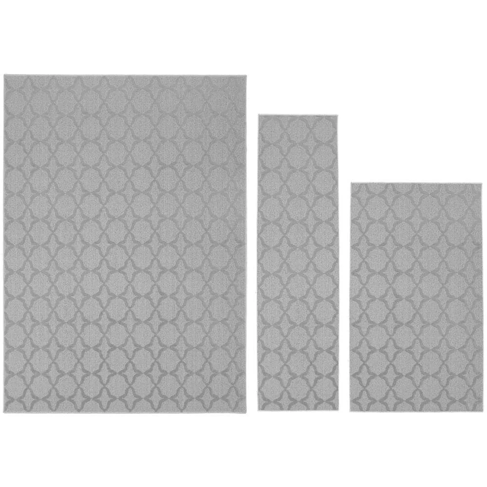 Sparta Silver 5 ft. x 7 ft. 3-Piece Rug Set by Garland Rug 3 Sparta Silver 5 ft. x 7 ft. 3-Piece Rug Set by Garland Rug