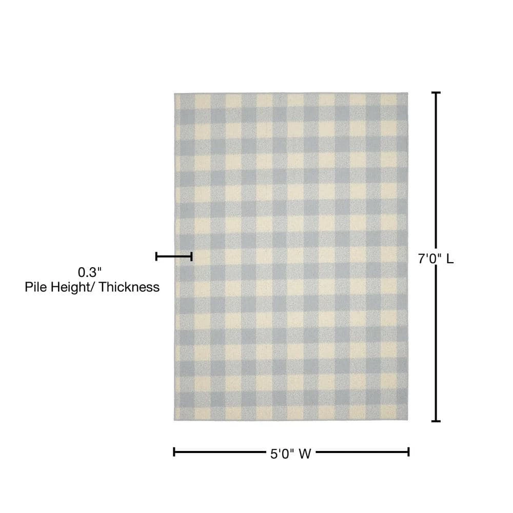 Country Living Soft Silver/Ivory 5 ft. x 7 ft. Checker Board Polypropylene Area Rug by Garland Rug 7 Country Living Soft Silver/Ivory 5 ft. x 7 ft. Checker Board Polypropylene Area Rug by Garland Rug - Image 5